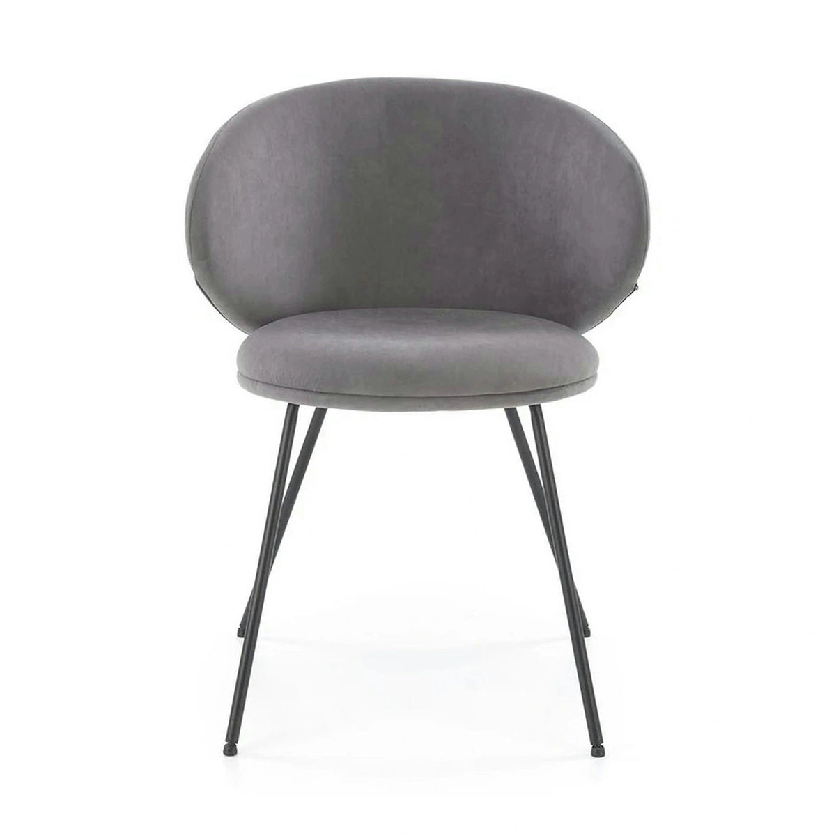 Scaun K587, gri - Mavel 14, stofa catifelata/otel, 60x58x77 cm