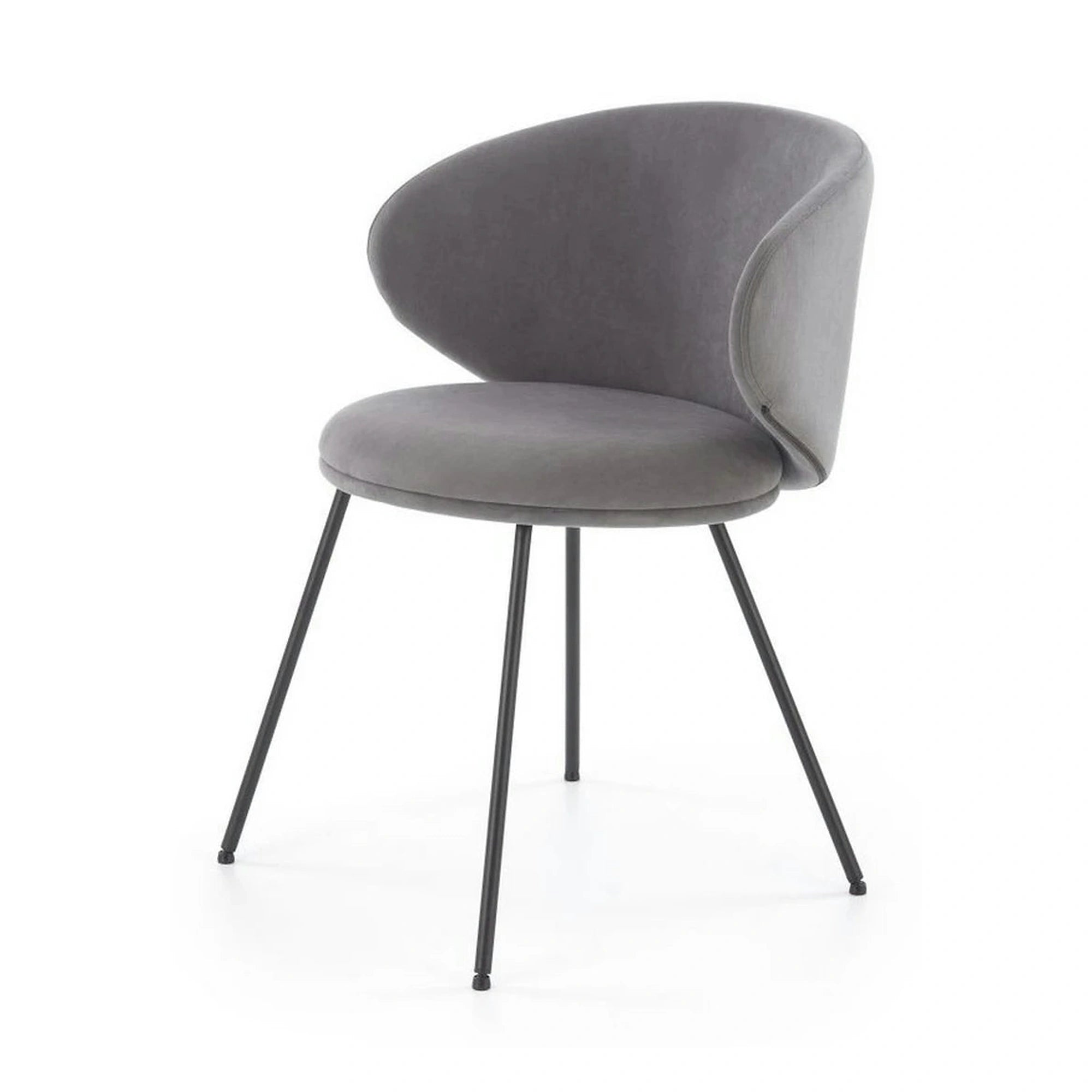 Scaun K587, gri - Mavel 14, stofa catifelata/otel, 60x58x77 cm