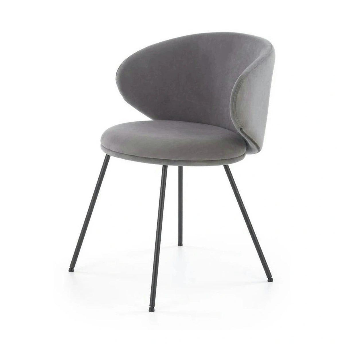 Scaun K587, gri - Mavel 14, stofa catifelata/otel, 60x58x77 cm