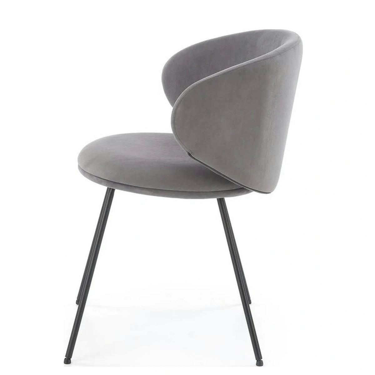 Scaun K587, gri - Mavel 14, stofa catifelata/otel, 60x58x77 cm