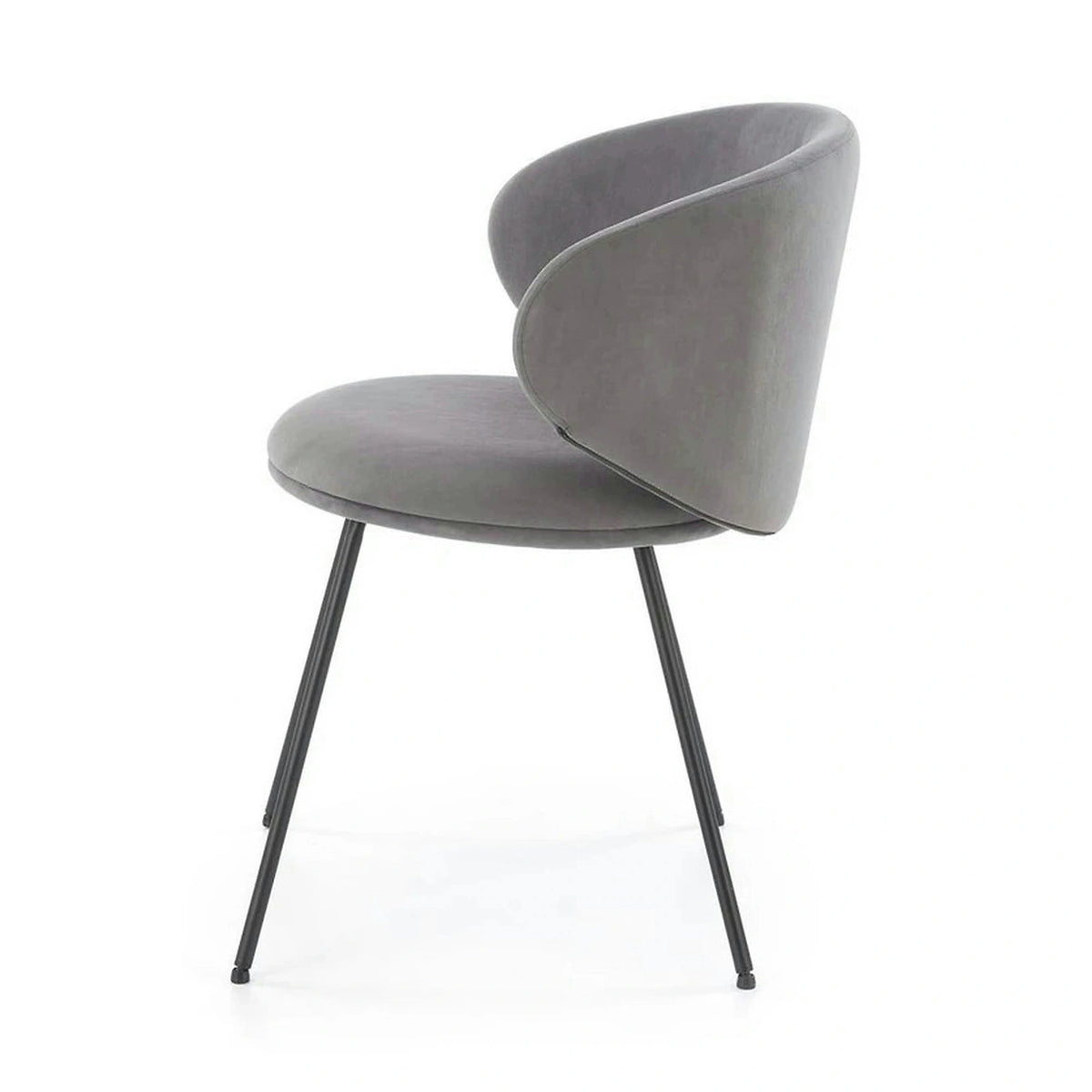 Scaun K587, gri - Mavel 14, stofa catifelata/otel, 60x58x77 cm