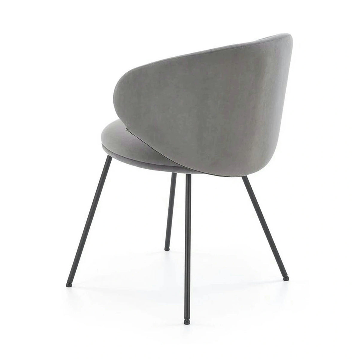 Scaun K587, gri - Mavel 14, stofa catifelata/otel, 60x58x77 cm