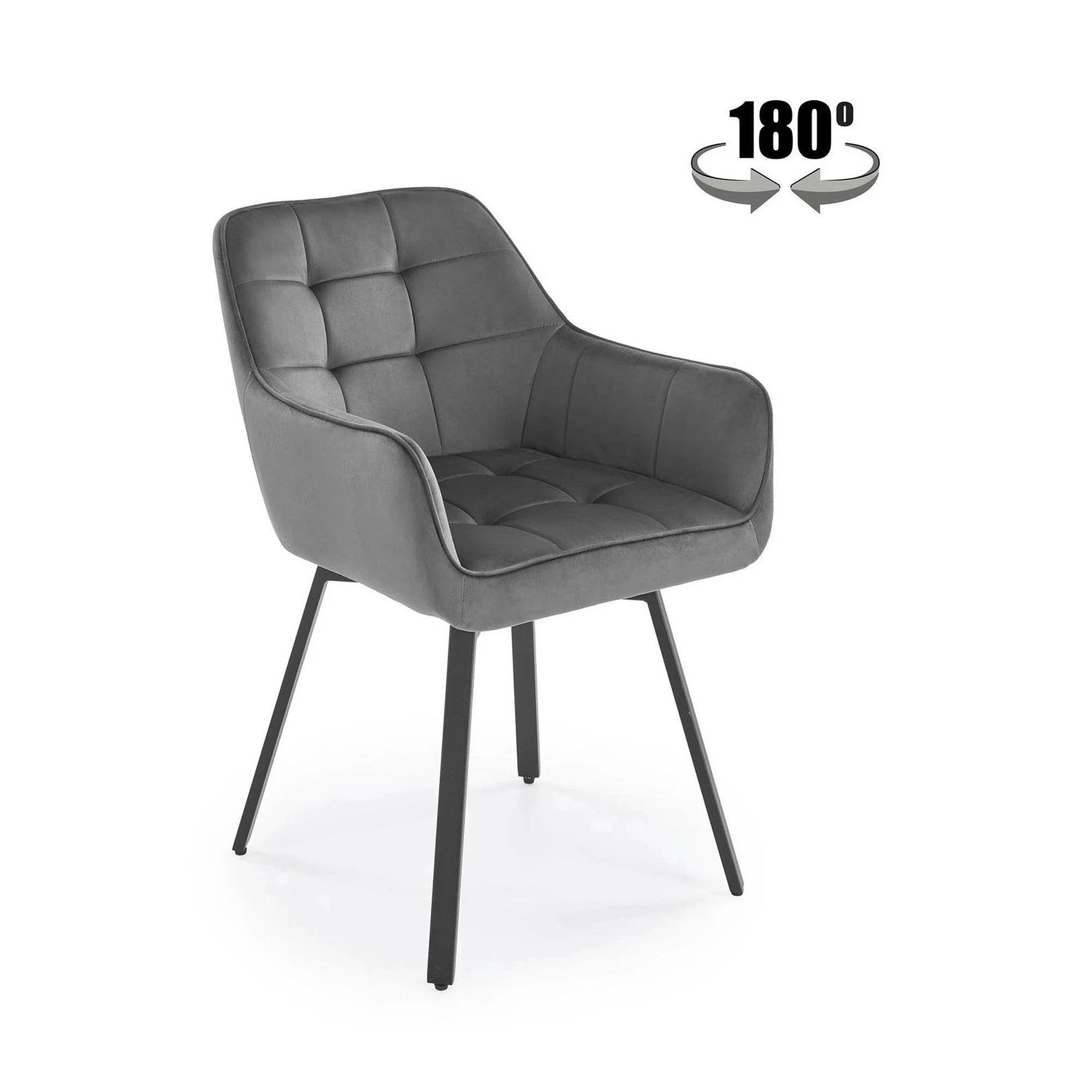 Scaun K588, gri - HLR 21, stofa catifelata/otel, 55x60x89 cm