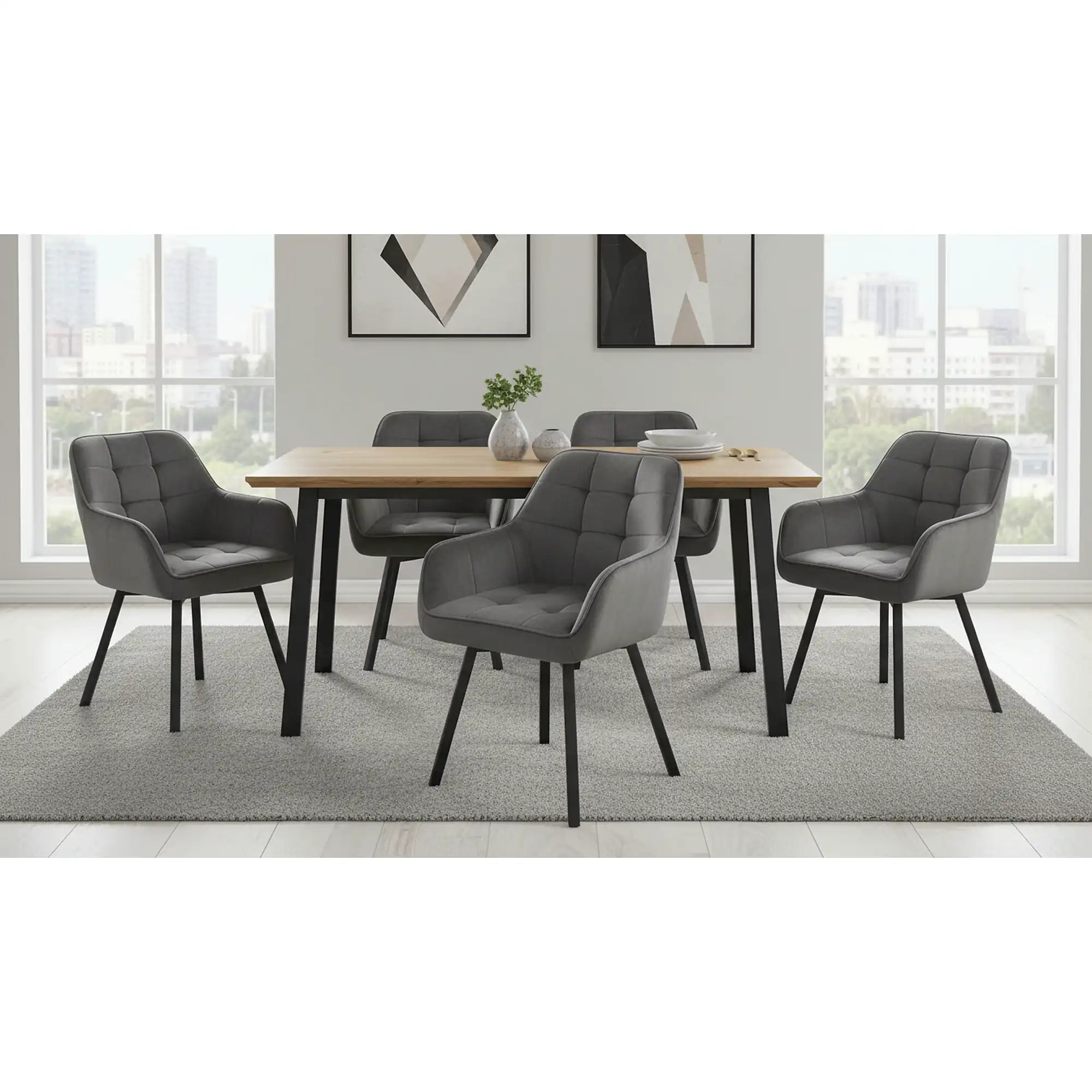 Scaun K588, gri - HLR 21, stofa catifelata/otel, 55x60x89 cm