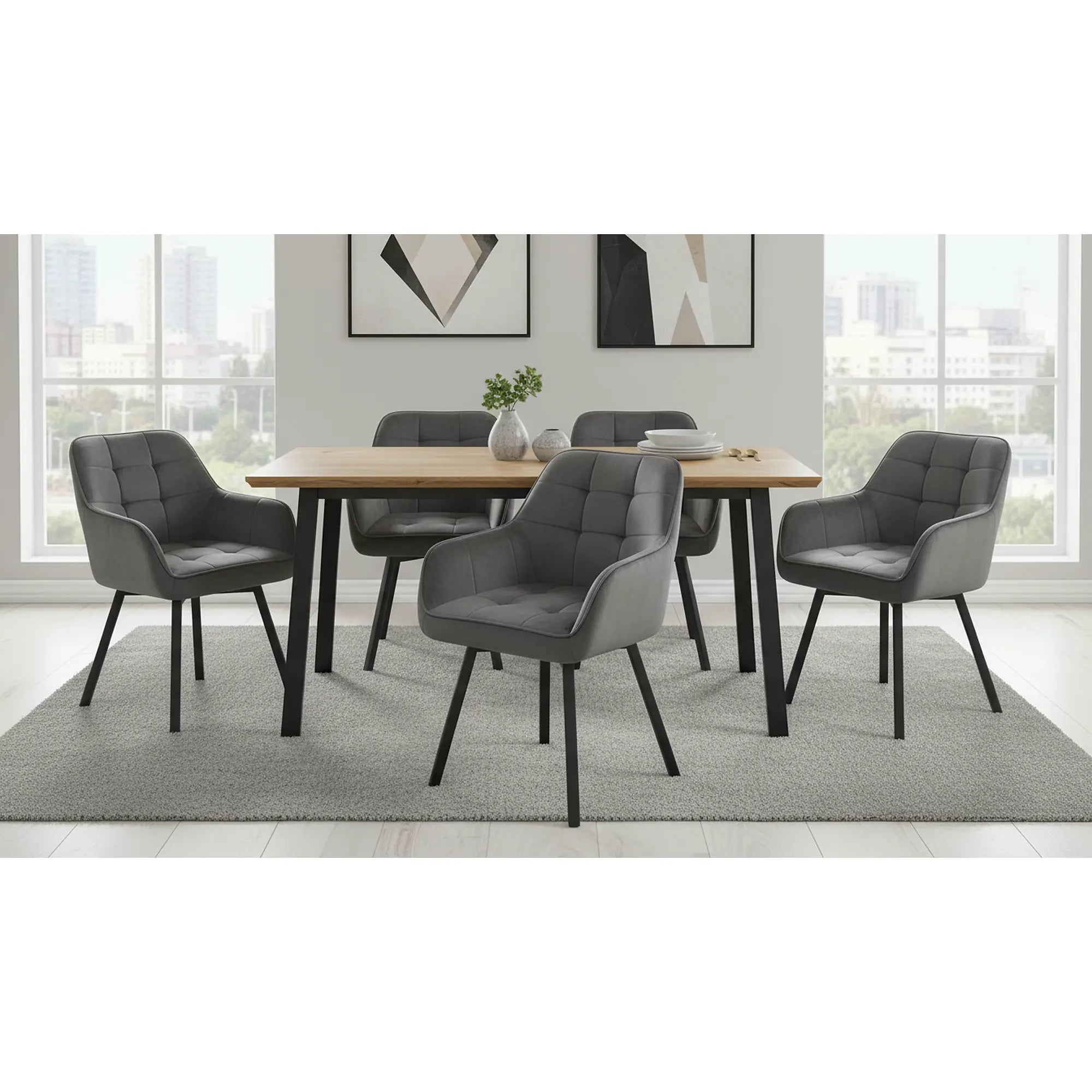 Scaun K588, gri - HLR 21, stofa catifelata/otel, 55x60x89 cm