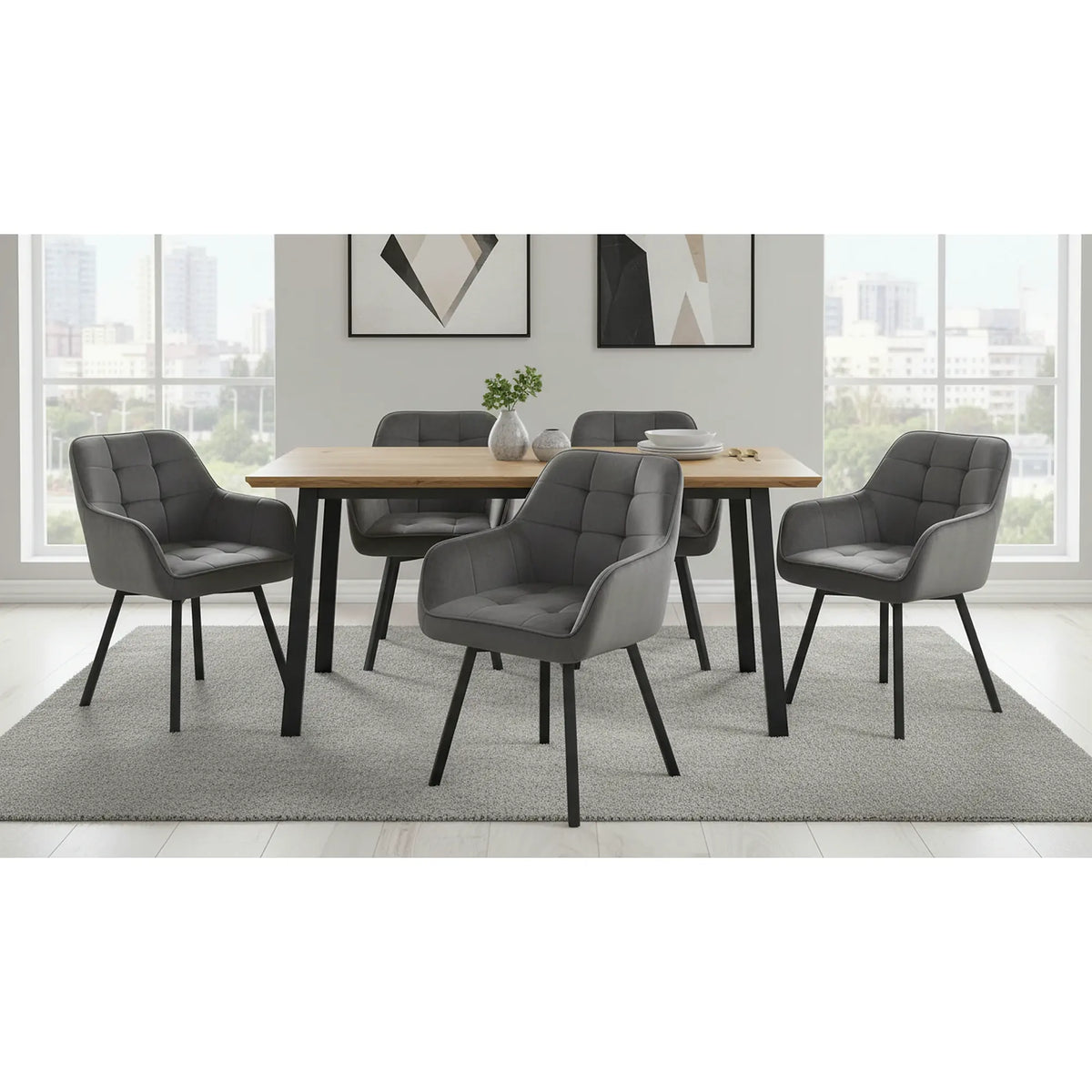 Scaun K588, gri - HLR 21, stofa catifelata/otel, 55x60x89 cm