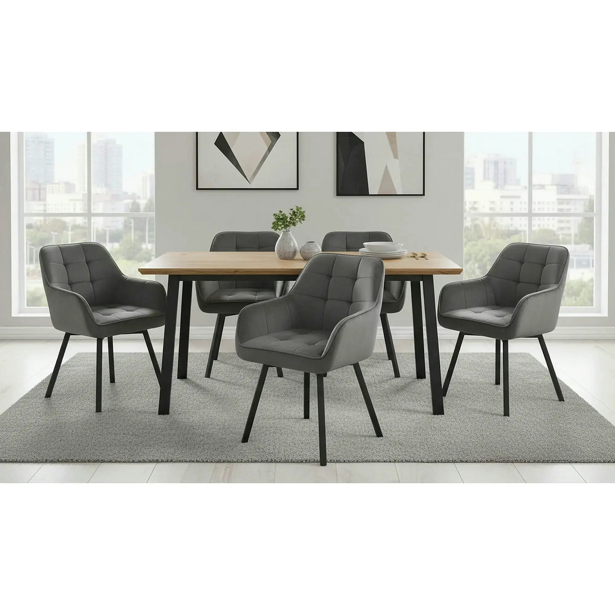Scaun K588, gri - HLR 21, stofa catifelata/otel, 55x60x89 cm