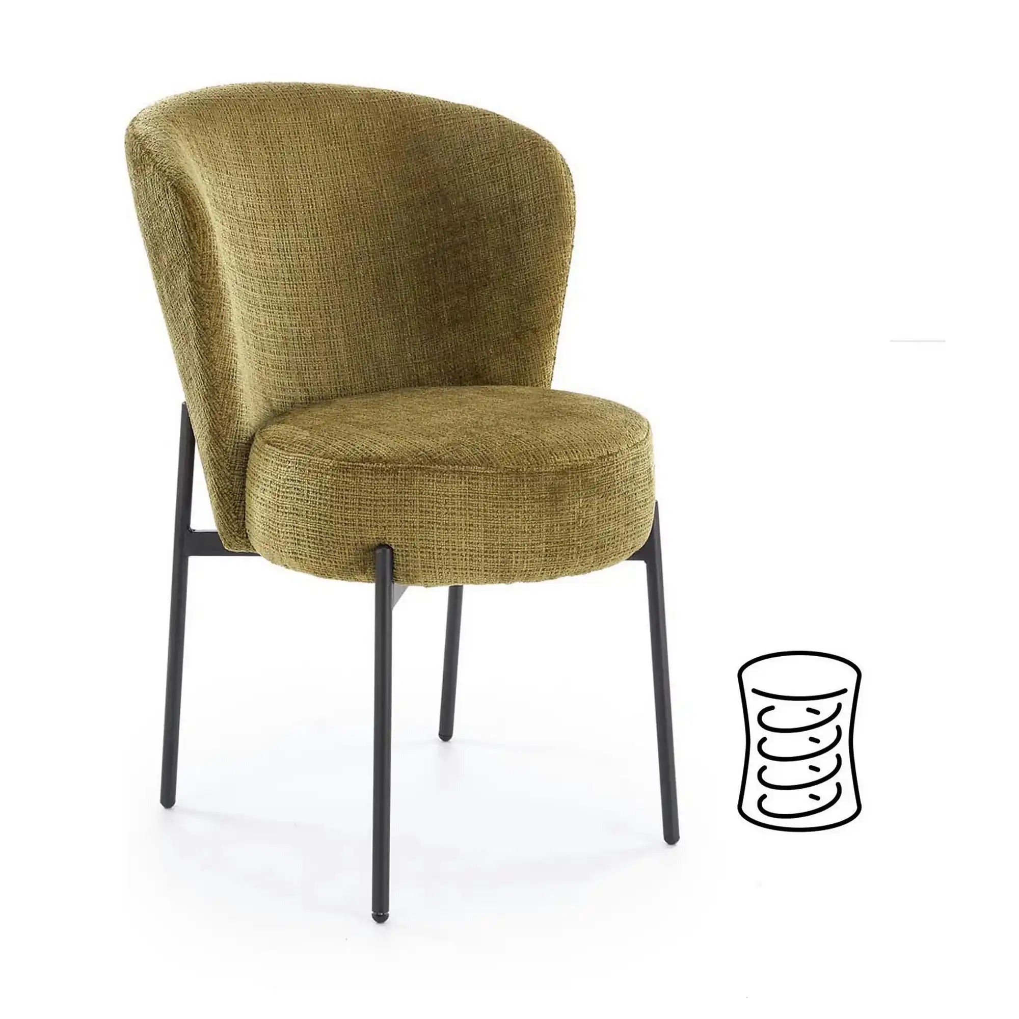 Scaun K590, verde olive - Cremona 38, stofa catifelata/otel, 55x66x80 cm