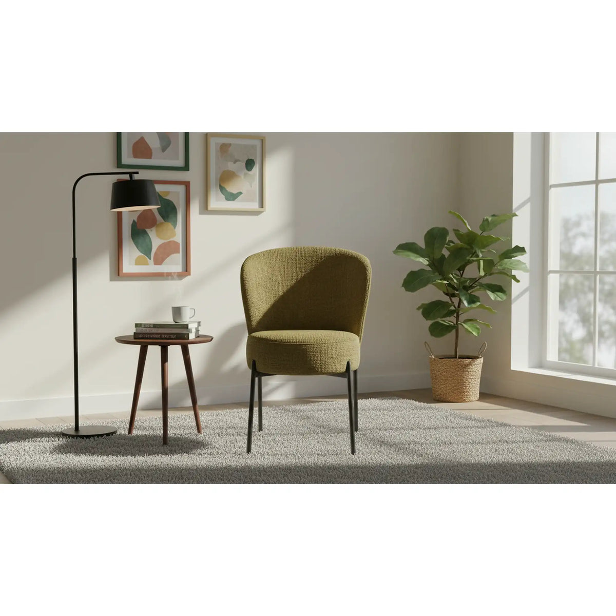 Scaun K590, verde olive - Cremona 38, stofa catifelata/otel, 55x66x80 cm