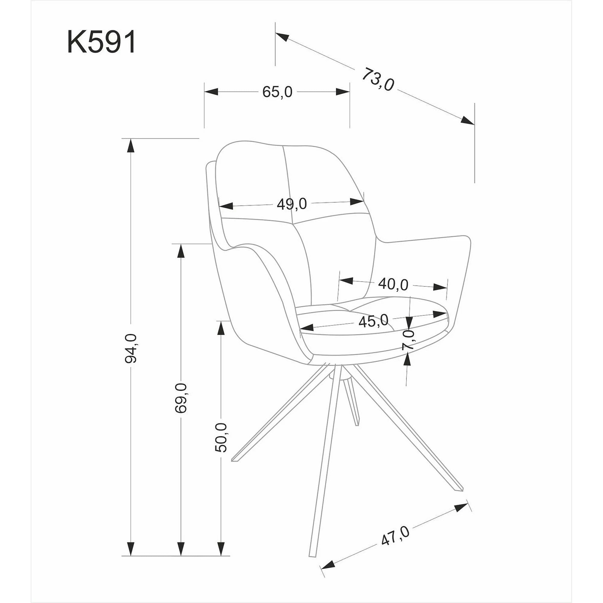 Scaun K591, maro/negru, stofa clasica/otel, 65x73x94 cm