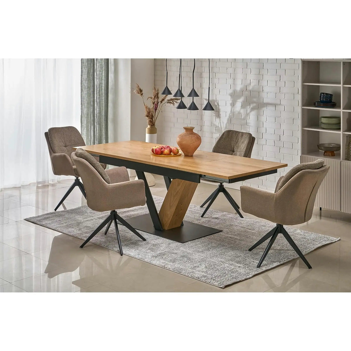 Scaun K591, maro/negru, stofa clasica/otel, 65x73x94 cm