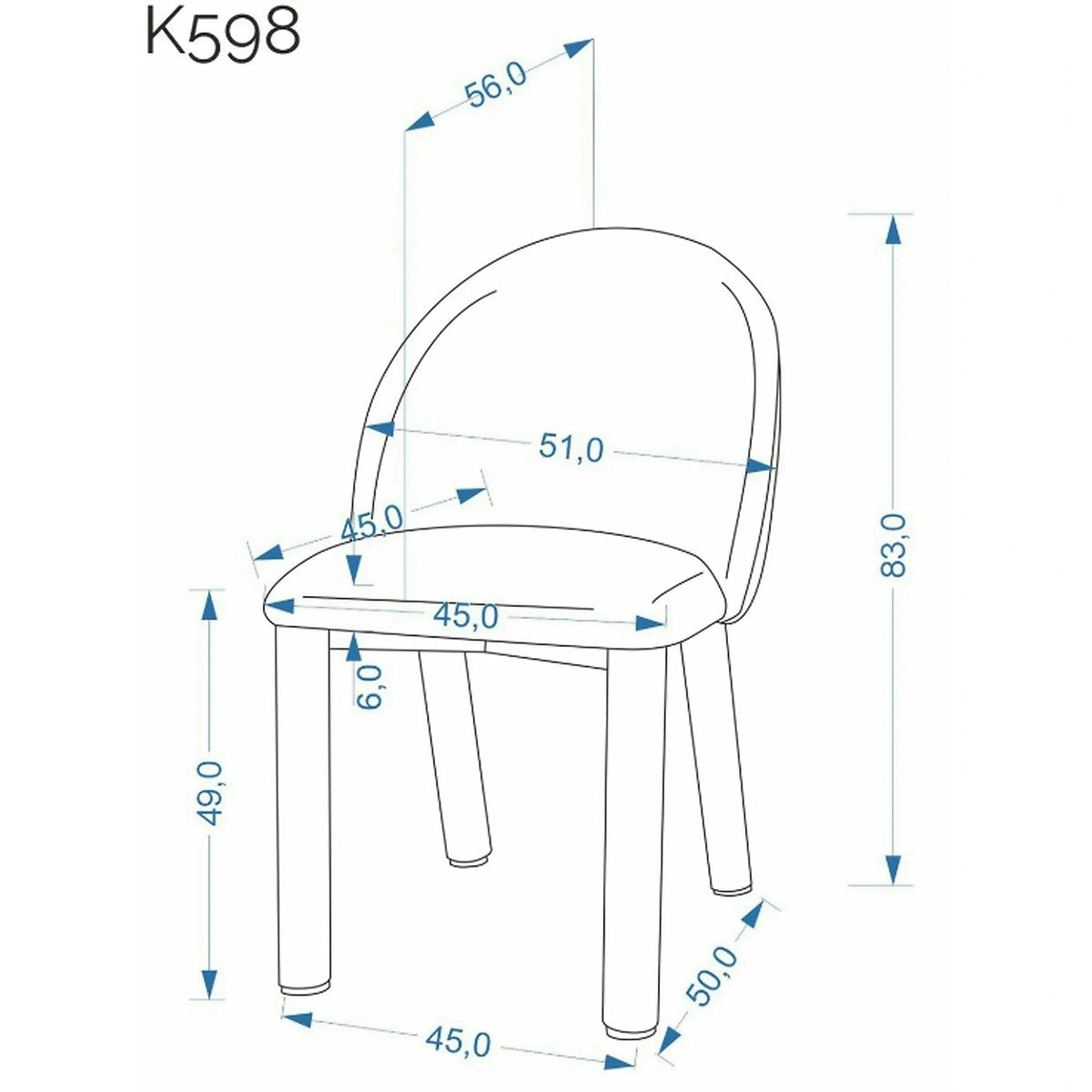 Scaun K598, stofa bej, 51x56x83 cm