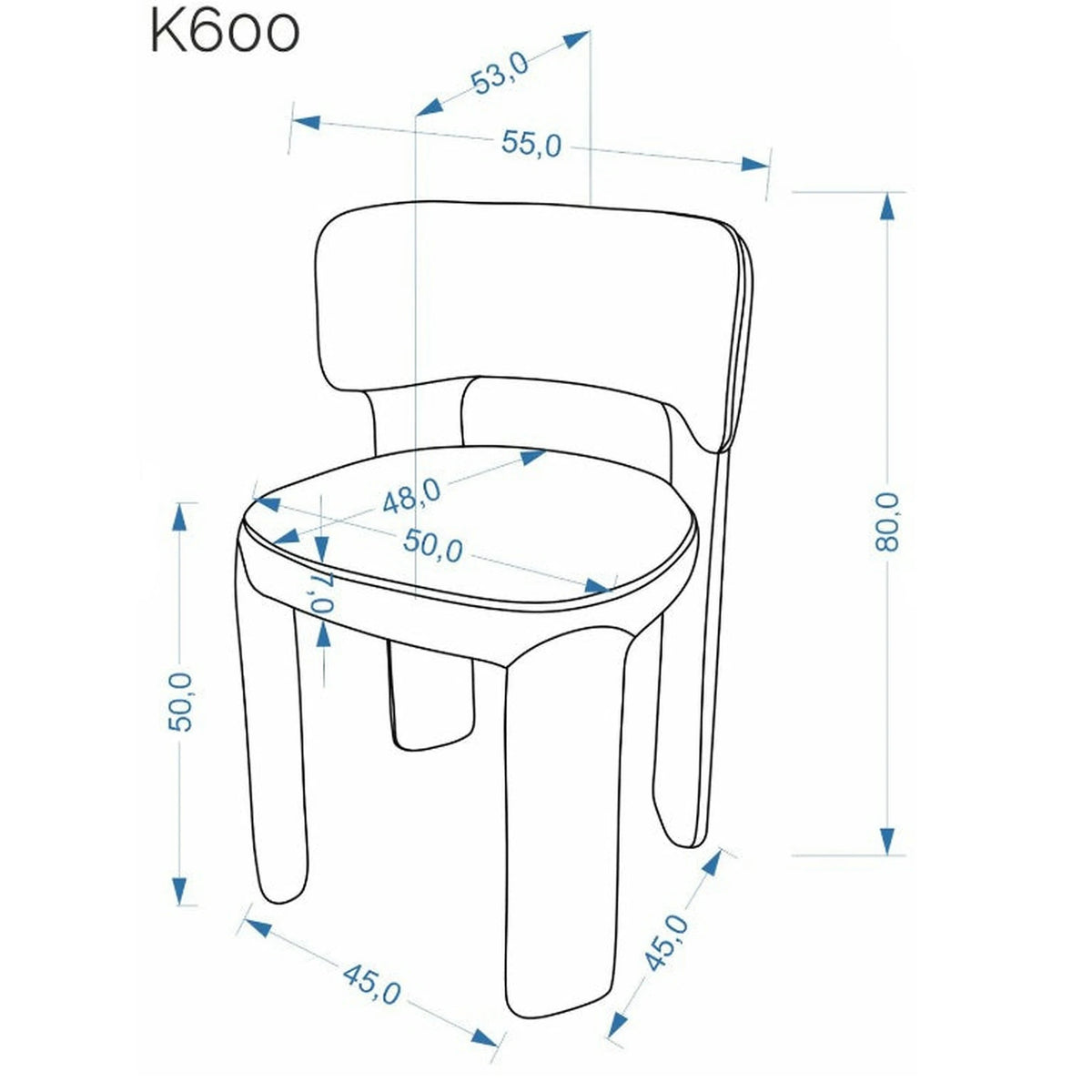 Scaun K600, stofa bej, 55x53x80 cm