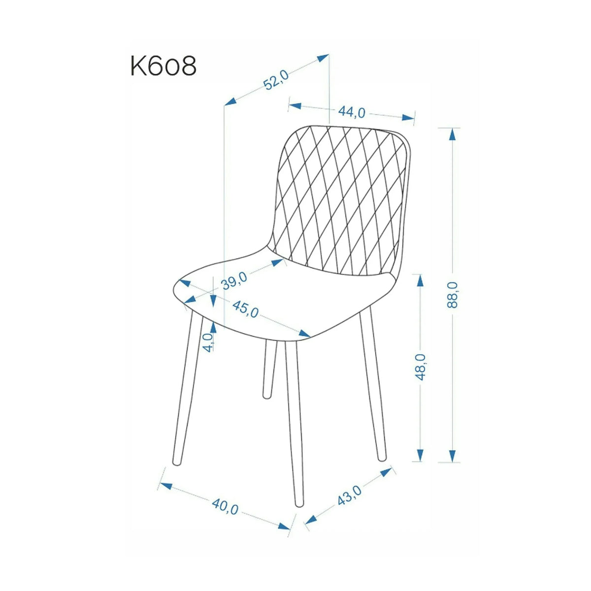Scaun K608, verde, stofa catifelata/metal, 45x52x88 cm