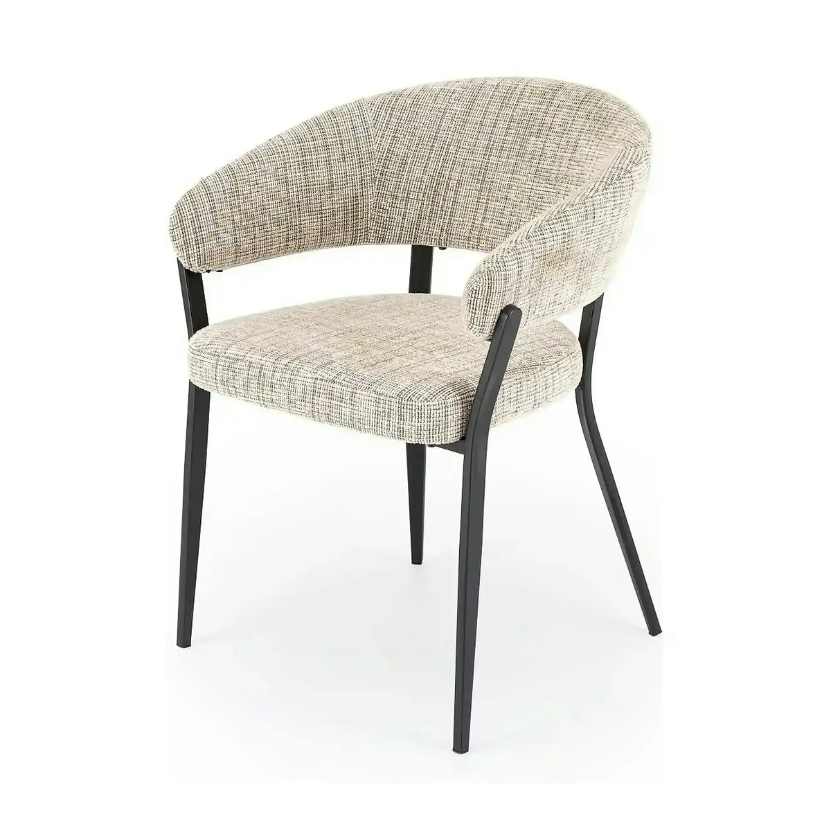 Scaun K609, bej/negru, stofa clasica/metal, 53x56x77 cm