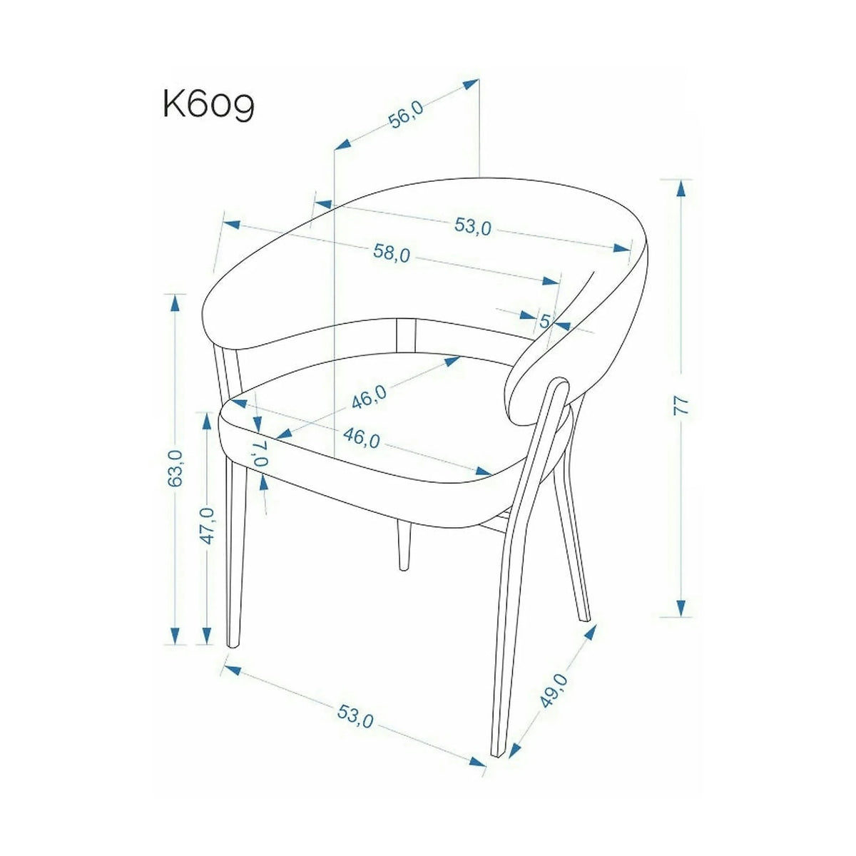Scaun K609, gri/negru, stofa clasica/metal, 53x56x77 cm
