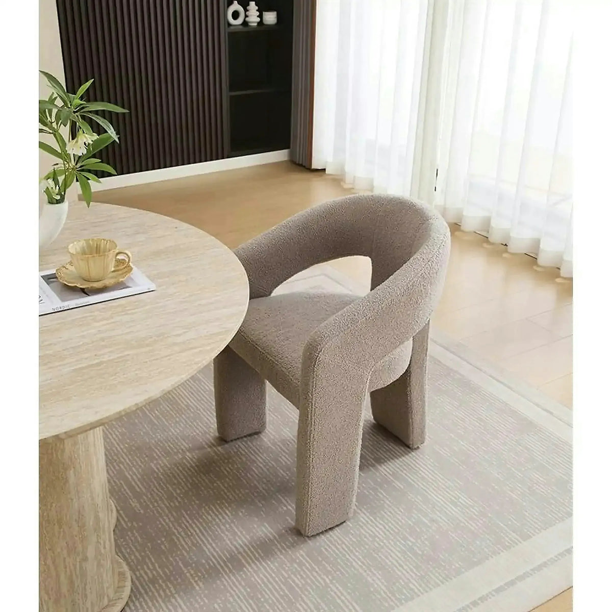Scaun K612, stofa buclata bej, 56x54x76 cm