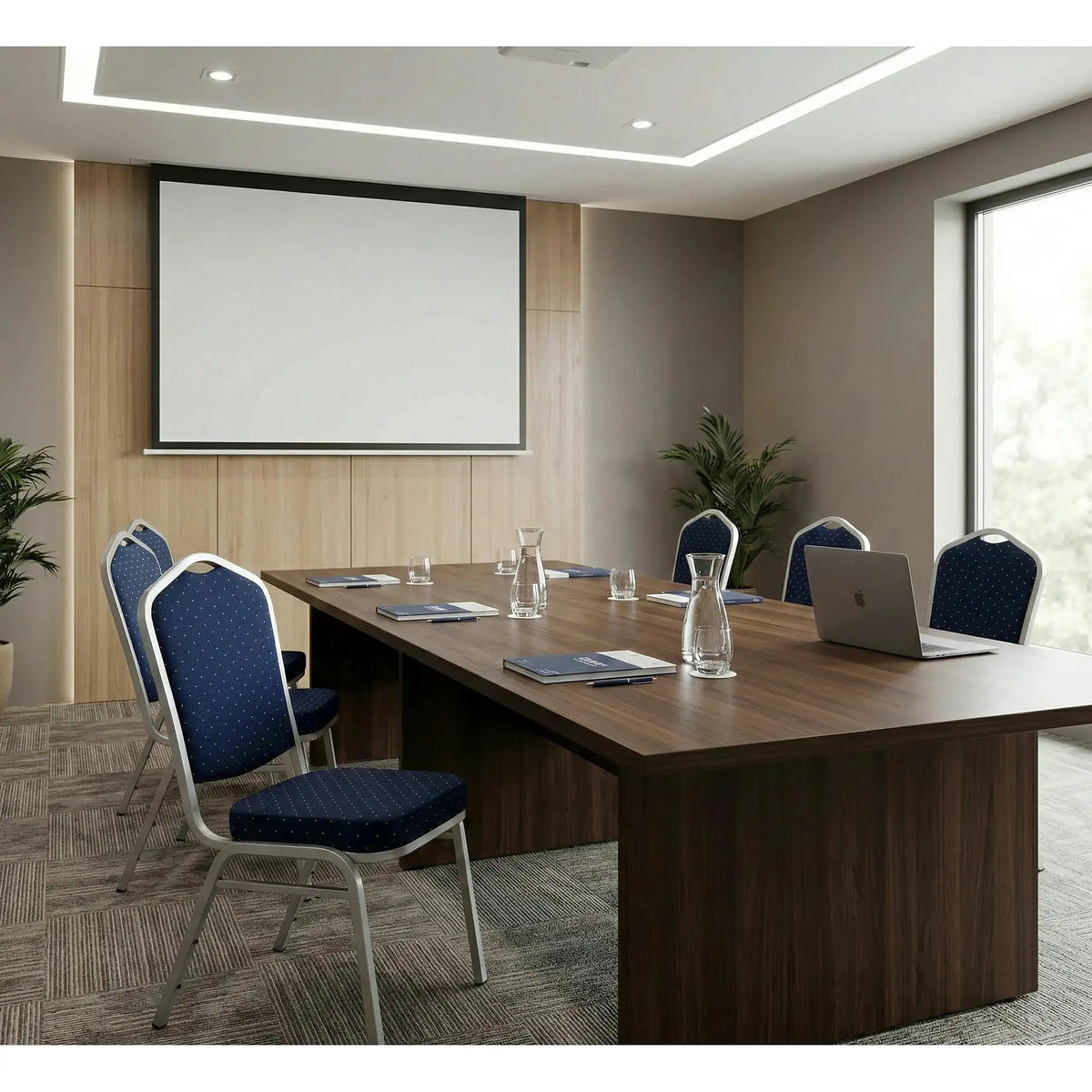 Scaun K66-S, albastru/argintiu, stofa clasica/metal, 45X48X93 CM