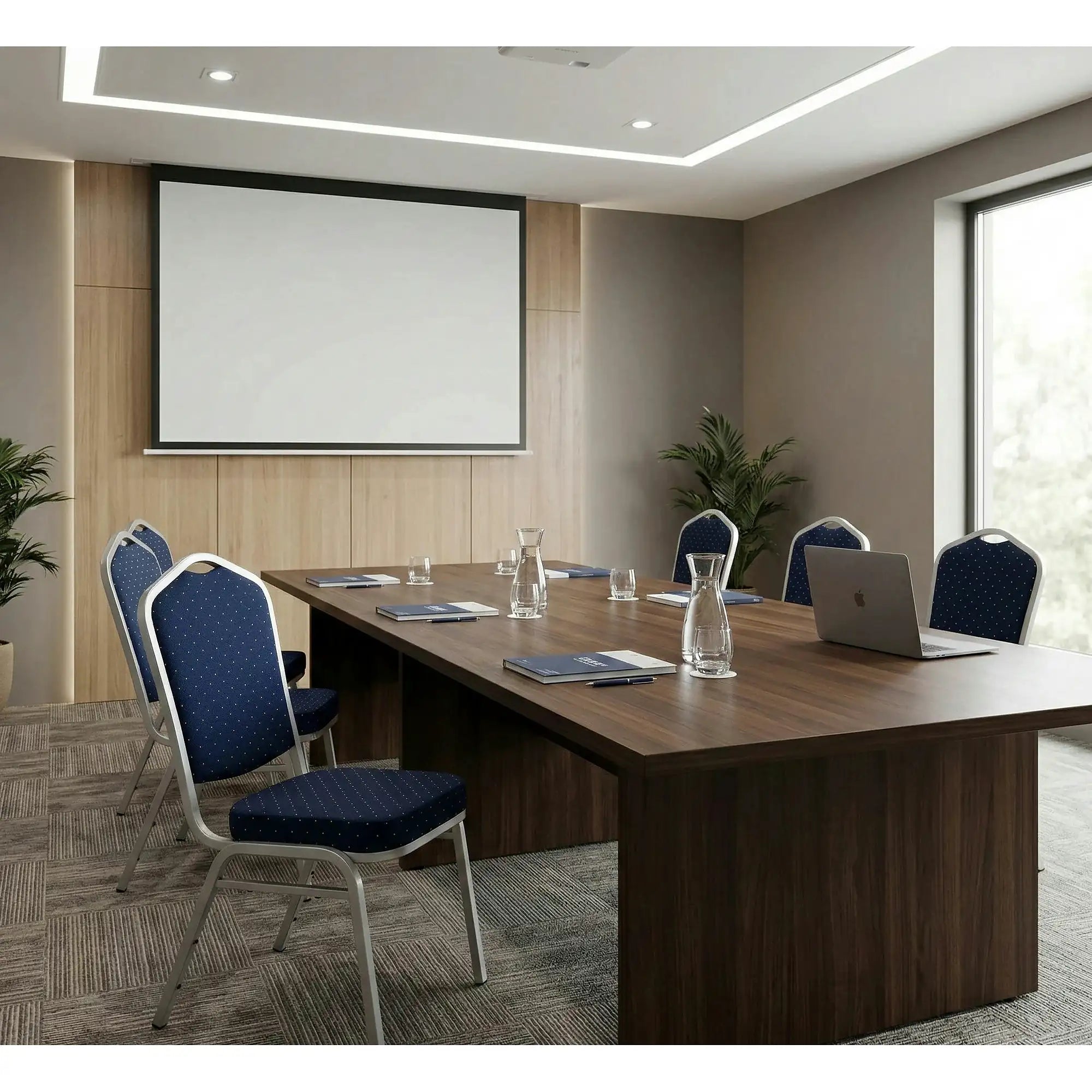 Scaun K66-S, albastru/argintiu, stofa clasica/metal, 45X48X93 CM