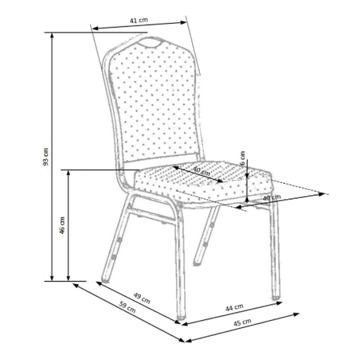 Scaun K66-S, albastru/argintiu, stofa clasica/metal, 45X48X93 CM
