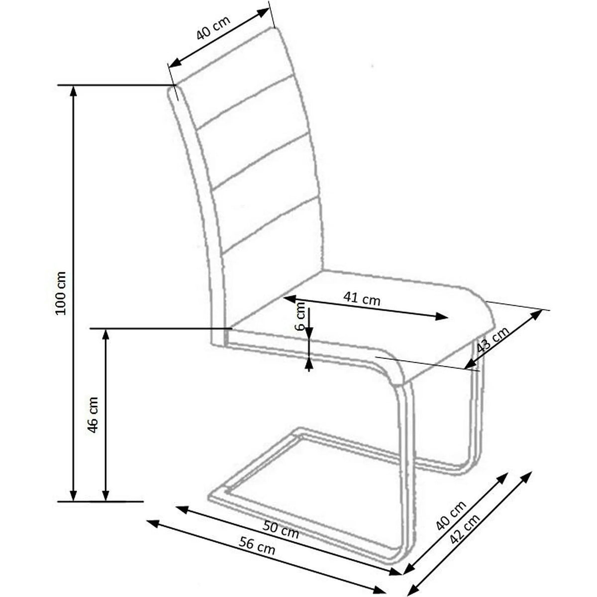 Scaun K85, cappuccino/crom, piele ecologic/metal, 42x56x100 cm