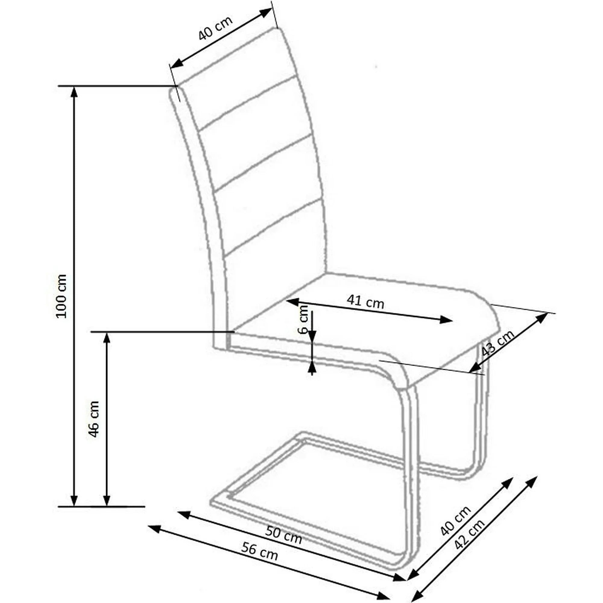 Scaun K85, cappuccino/crom, piele ecologic/metal, 42x56x100 cm