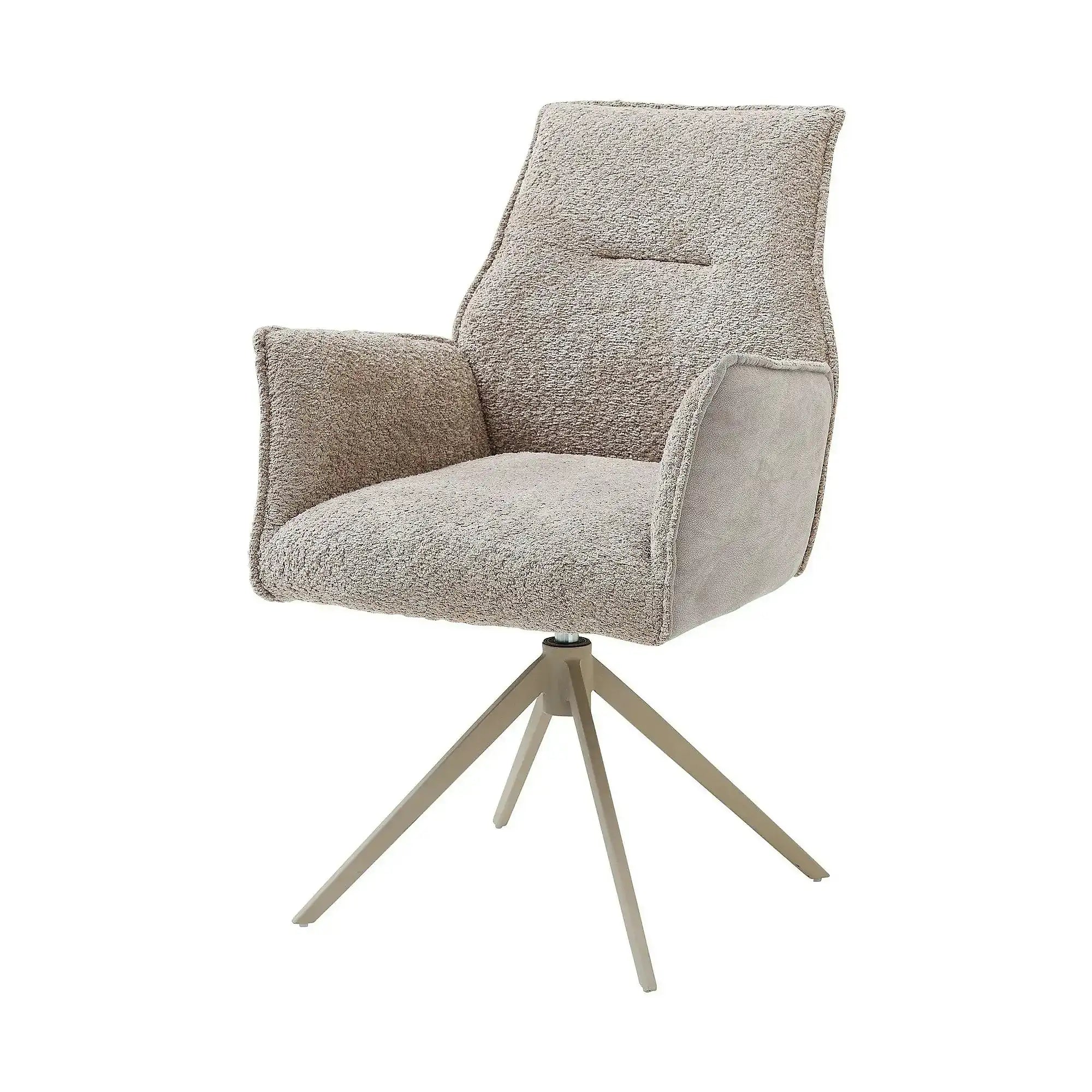 Scaun KAYLA, grej/bej, stofa buclata/stofa clasica/metal, 58x63x88 cm