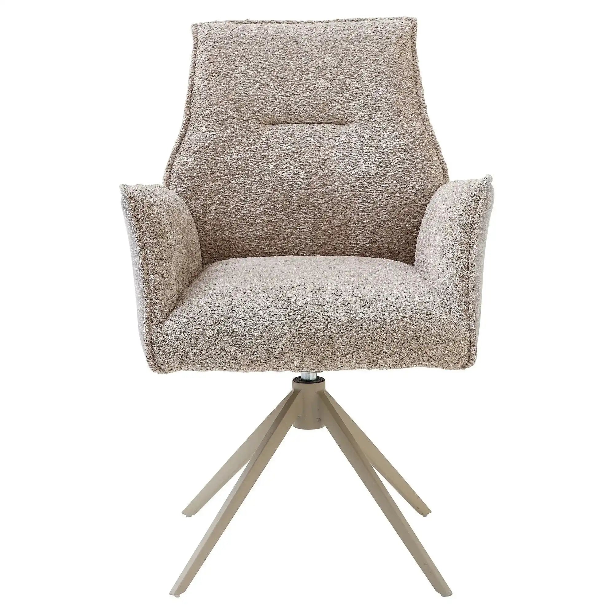 Scaun KAYLA, grej/bej, stofa buclata/stofa clasica/metal, 58x63x88 cm