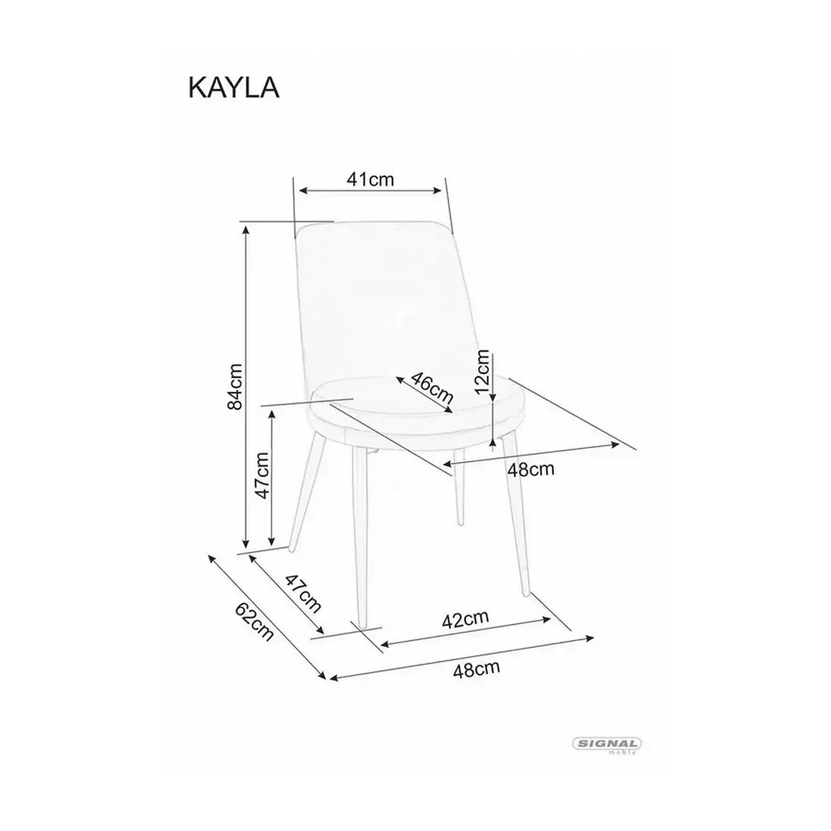 Scaun KAYLA, negru, stofa catifelata/metal, 49x46x84 cm