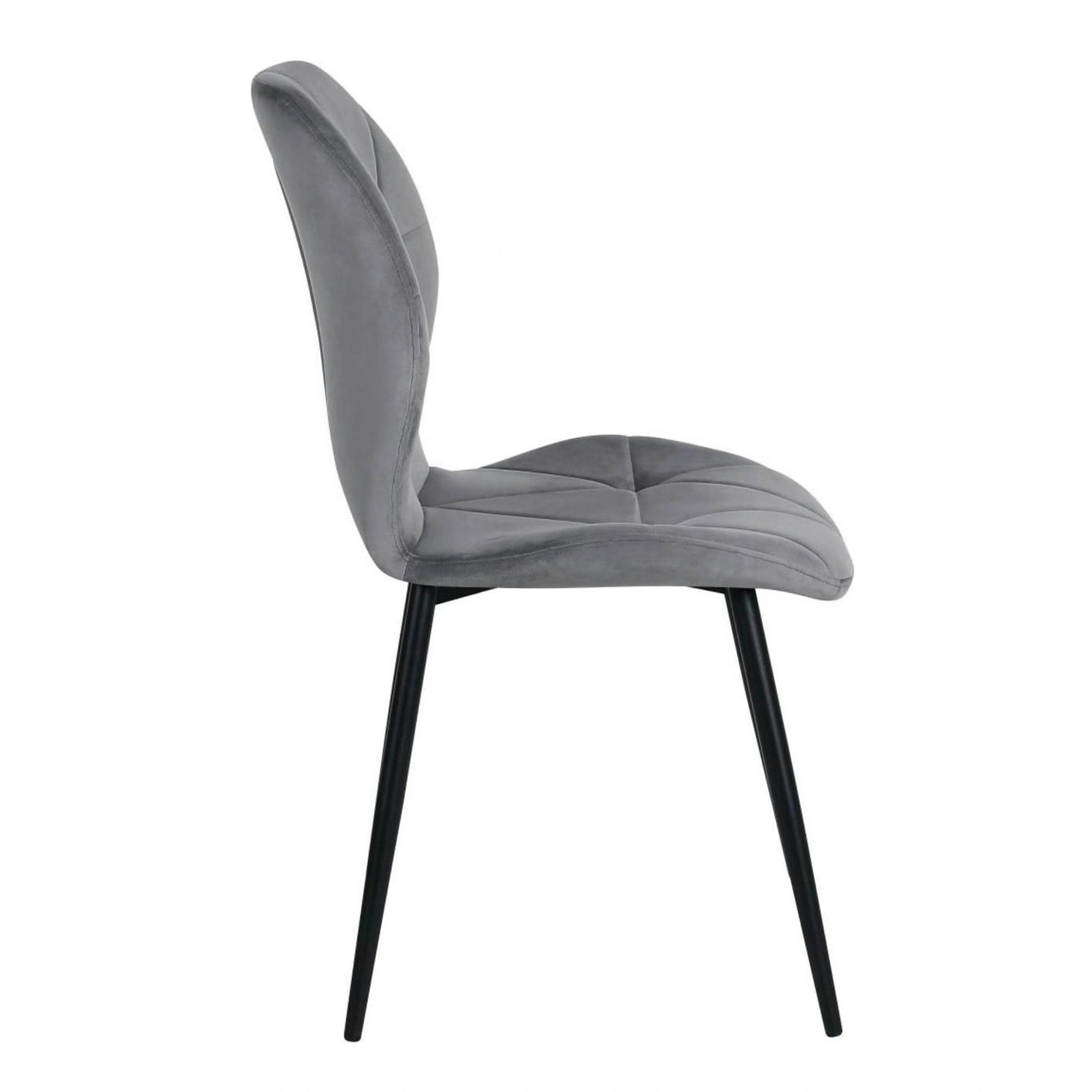 Scaun KEN, gri deschis/negru, stofa catifelata/metal, 47x55x87 cm