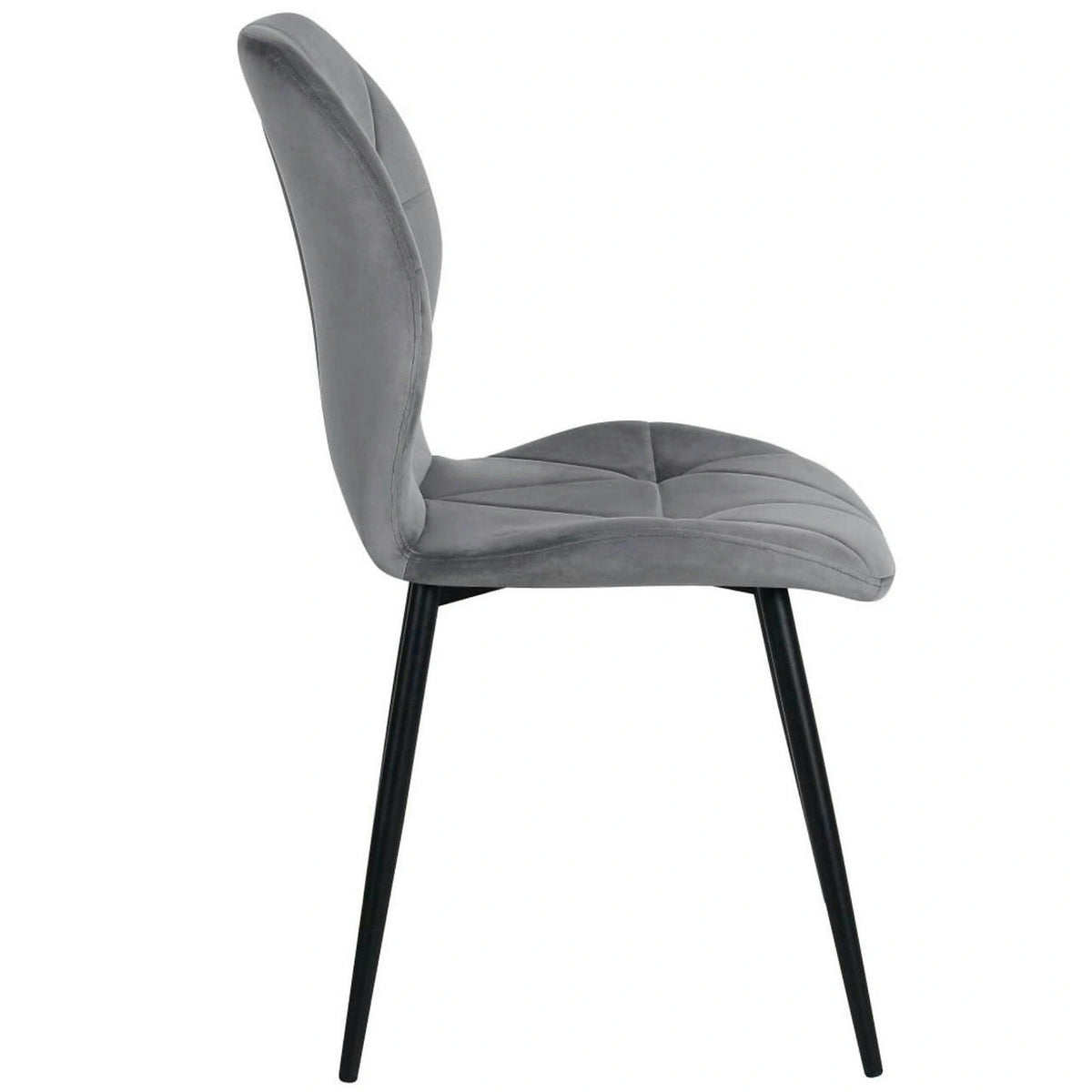 Scaun KEN, gri deschis/negru, stofa catifelata/metal, 47x55x87 cm