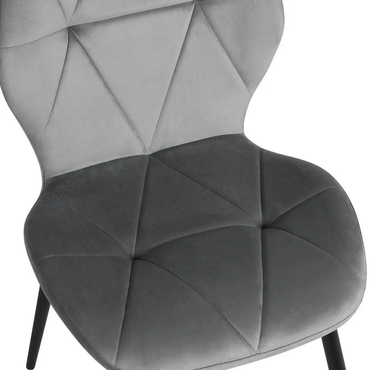 Scaun KEN, gri deschis/negru, stofa catifelata/metal, 47x55x87 cm
