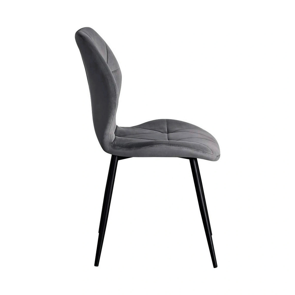 Scaun KEN, gri inchis/negru, stofa catifelata/metal, 47x55x87 cm