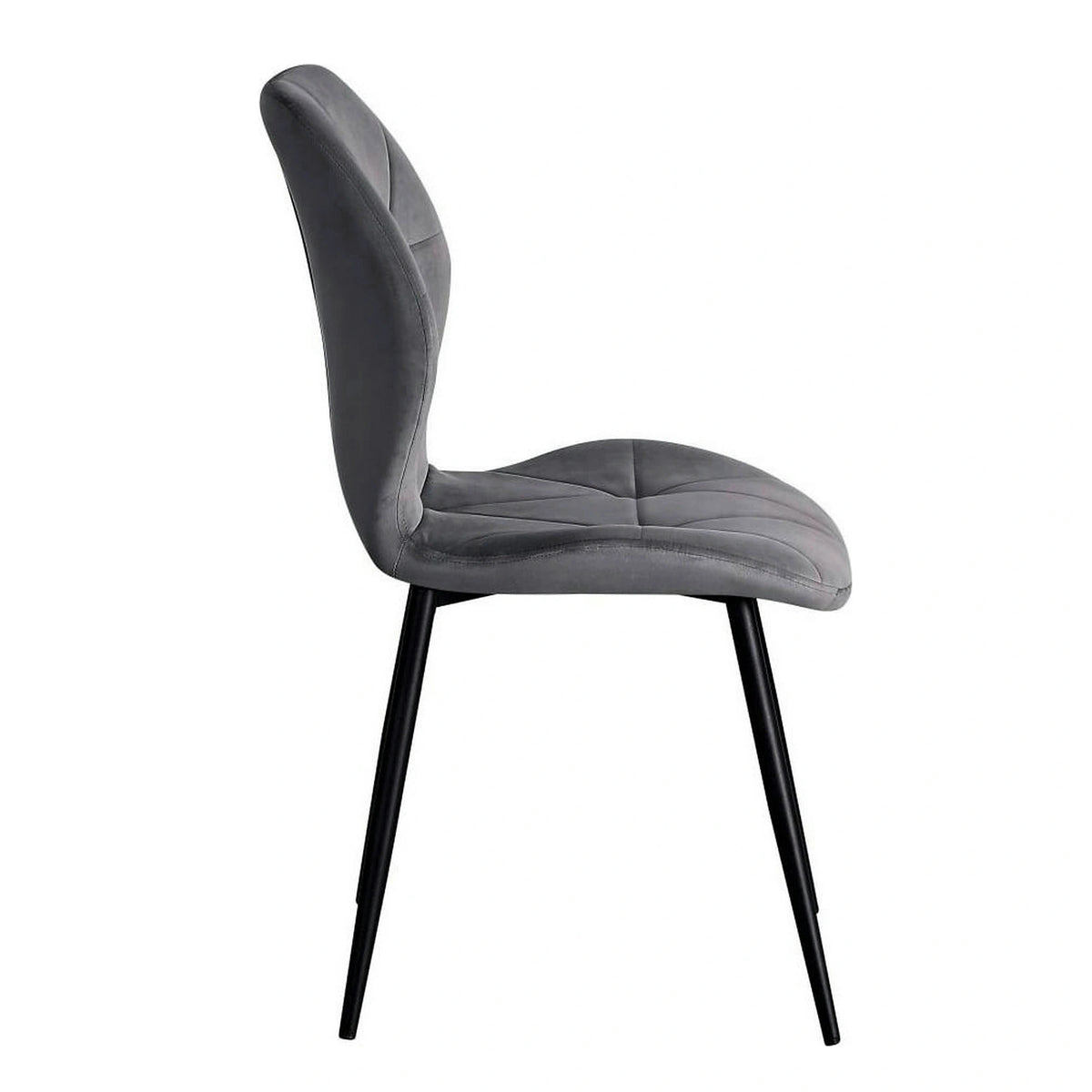 Scaun KEN, gri inchis/negru, stofa catifelata/metal, 47x55x87 cm