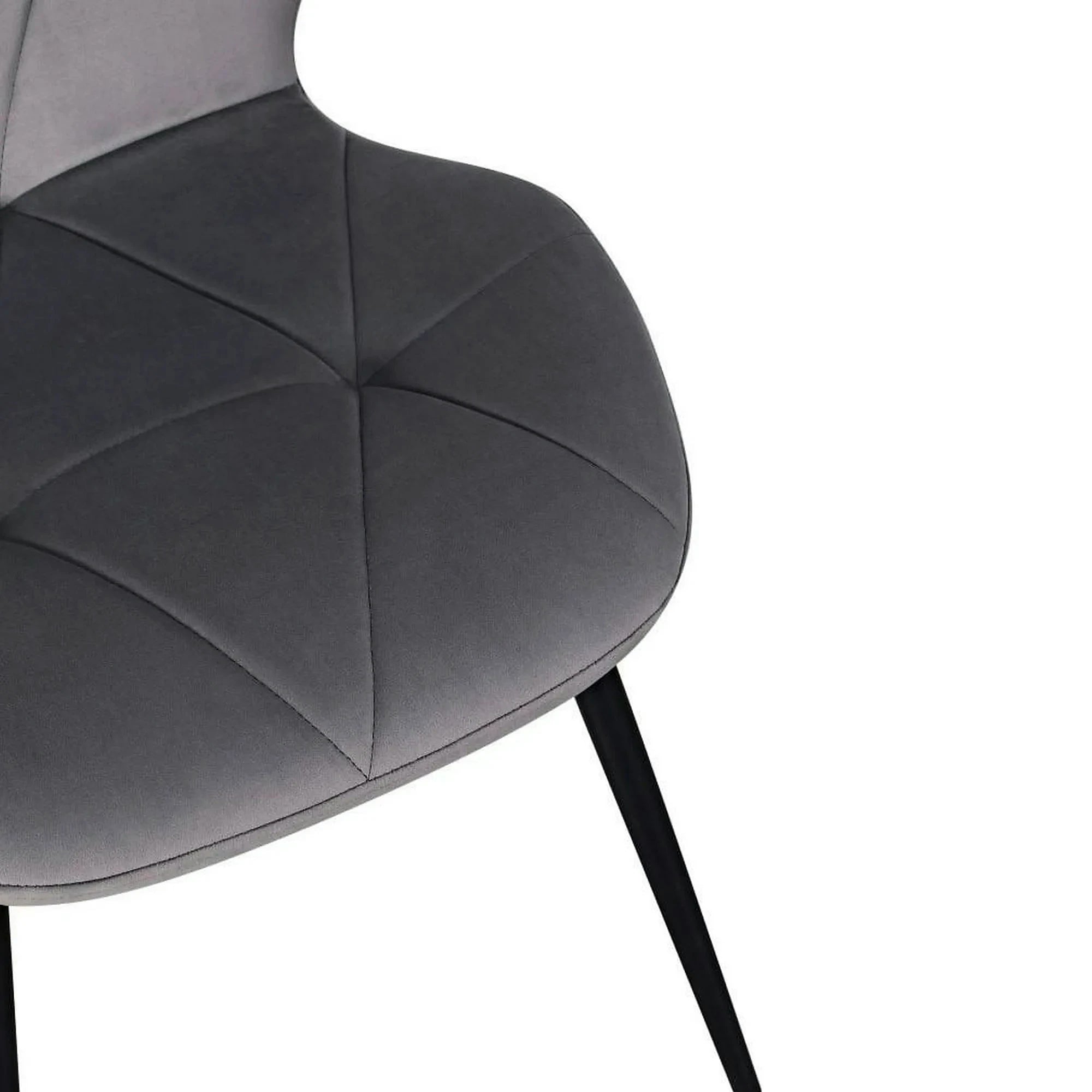 Scaun KEN, gri inchis/negru, stofa catifelata/metal, 47x55x87 cm