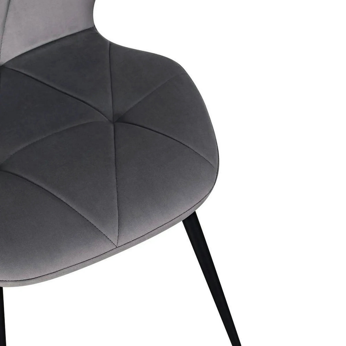 Scaun KEN, gri inchis/negru, stofa catifelata/metal, 47x55x87 cm