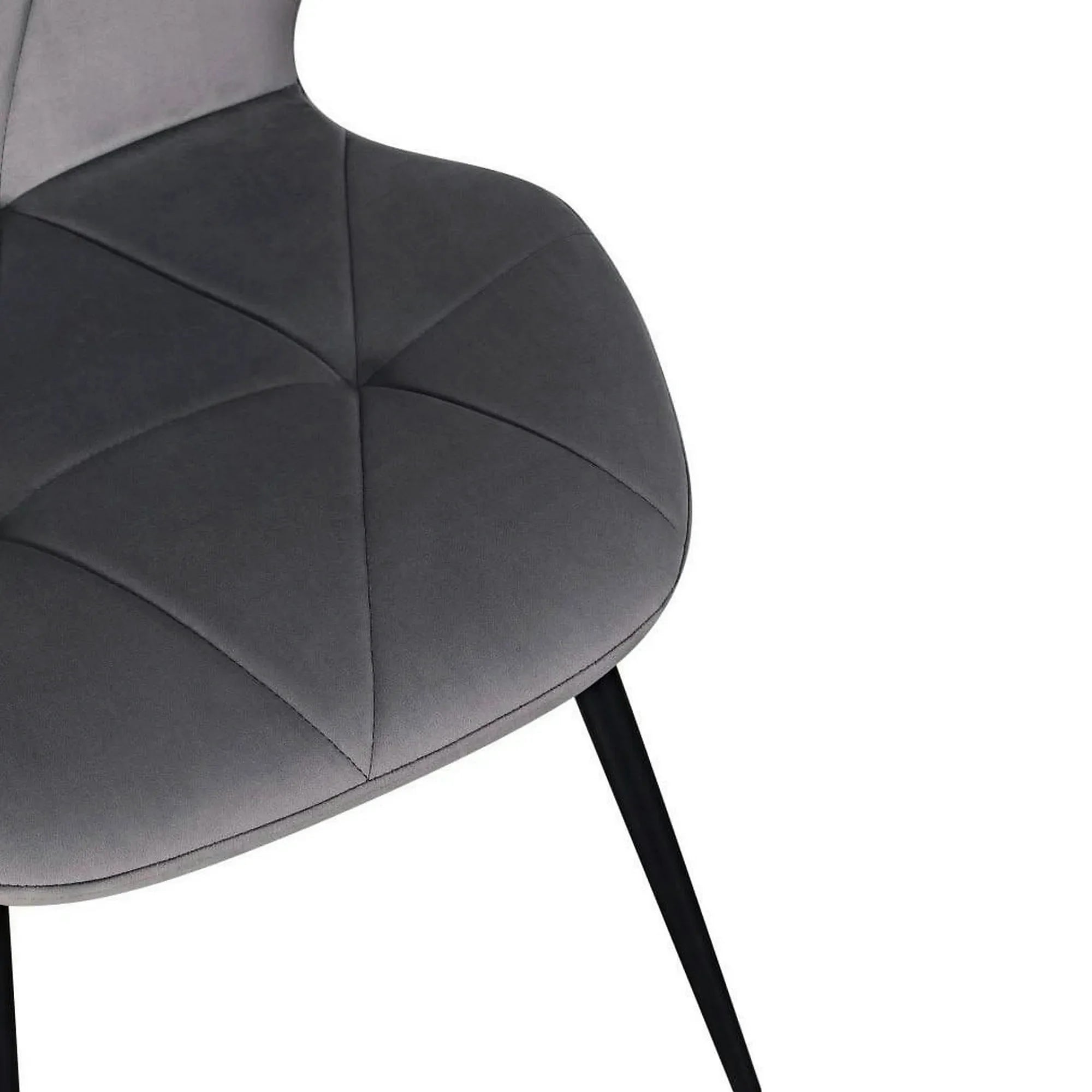 Scaun KEN, gri inchis/negru, stofa catifelata/metal, 47x55x87 cm