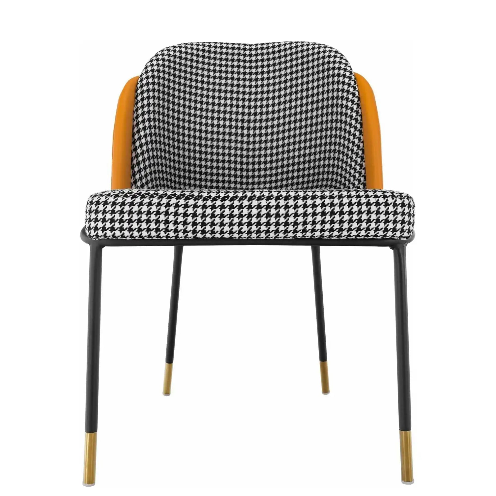 Scaun KIRNA, alb/negru/galben, stofa clasica/piele ecologica, 54x56x78 cm