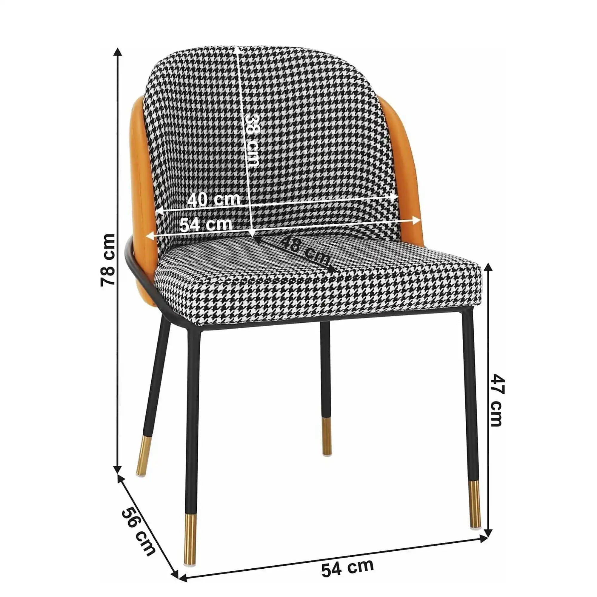 Scaun KIRNA, alb/negru/galben, stofa clasica/piele ecologica, 54x56x78 cm