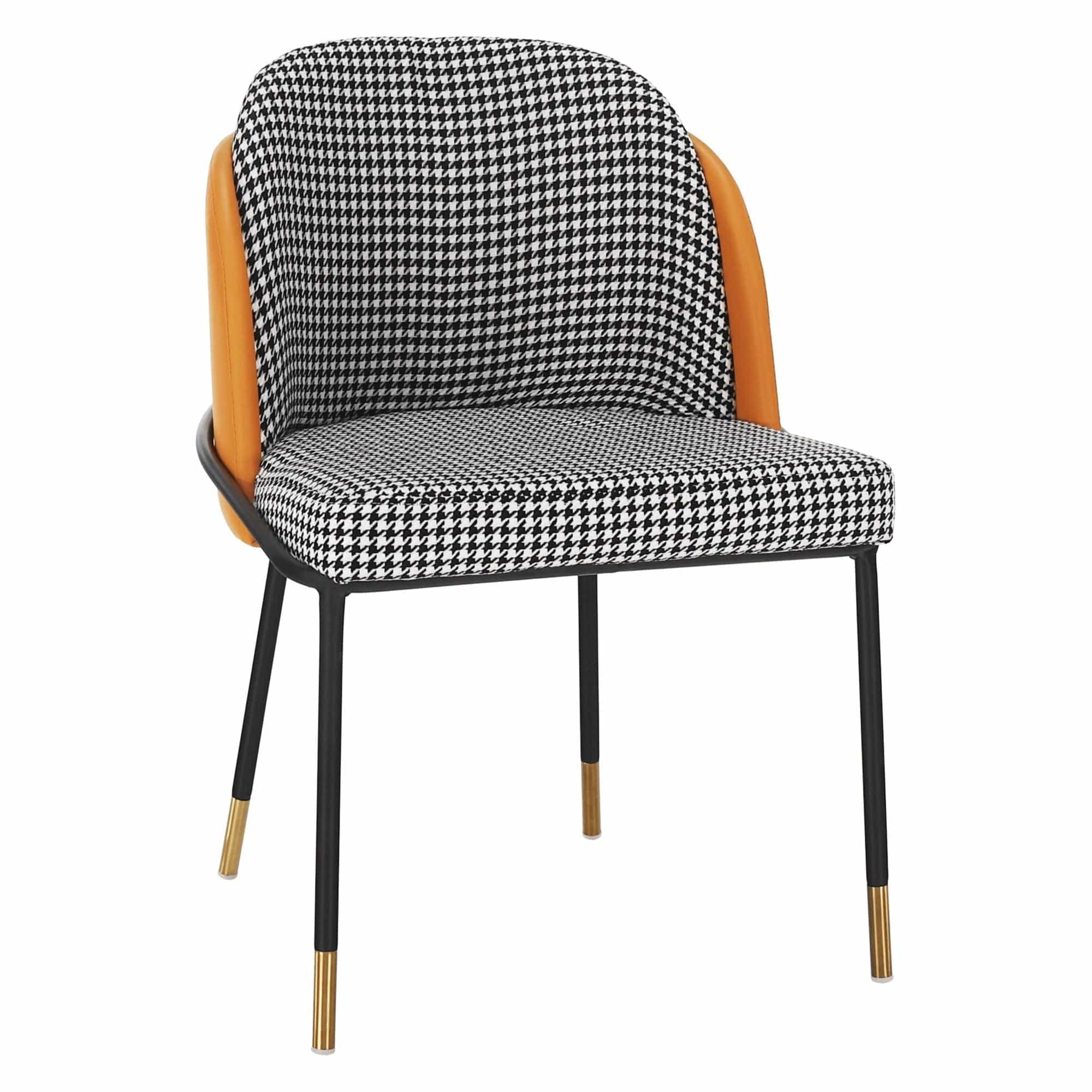 Scaun KIRNA, alb/negru/galben, stofa clasica/piele ecologica, 54x56x78 cm