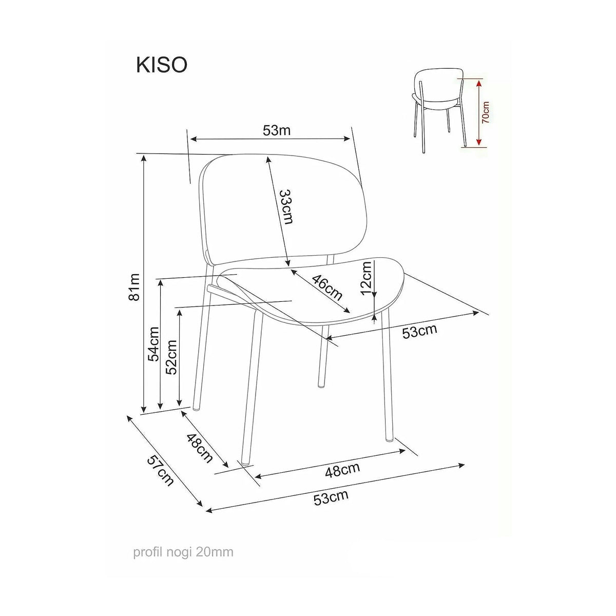 Scaun KISO, cappuccino/negru, stofă/metal, 59x46x81 cm