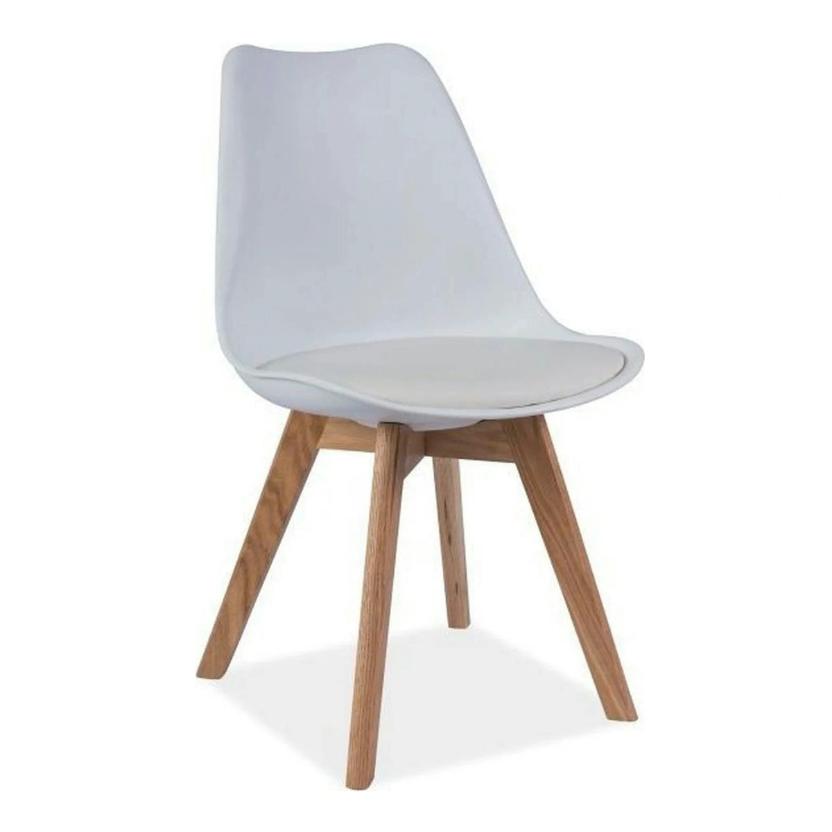 Scaun KRIS, alb/stejar, polipropilena/piele ecologica/lemn, 49x43x83 cm