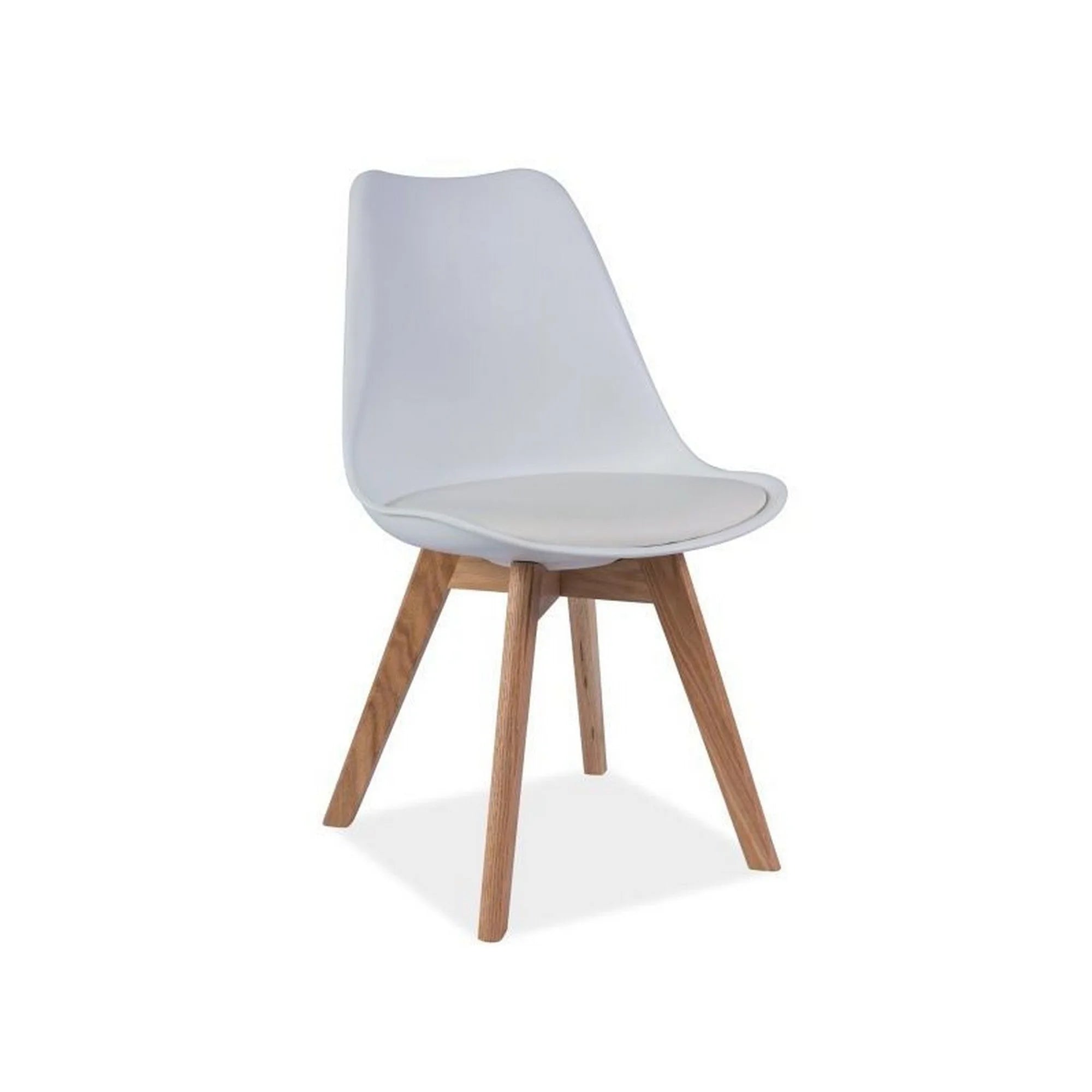 Scaun KRIS, alb/stejar, polipropilena/piele ecologica/lemn, 49x43x83 cm