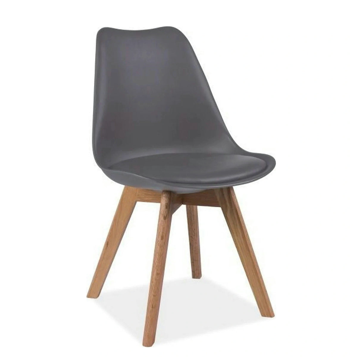 Scaun KRIS, gri/stejar, piele ecologica/lemn, 49x43x83 cm