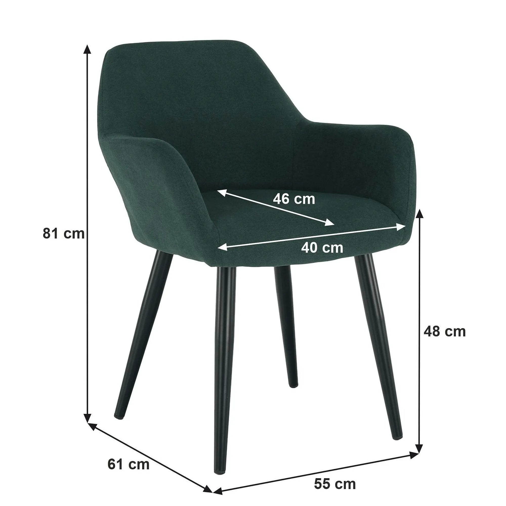 Scaun LACEY, verde/negru, stofa clasica/metal, 55x61x81 cm