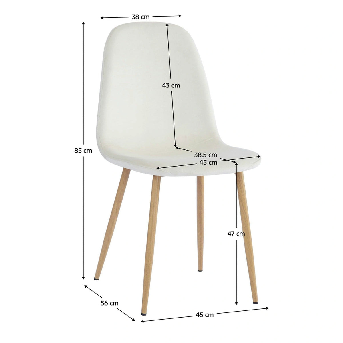 Scaun LEGA NEW, bej/fag, stofa/metal, 45x56x85 cm