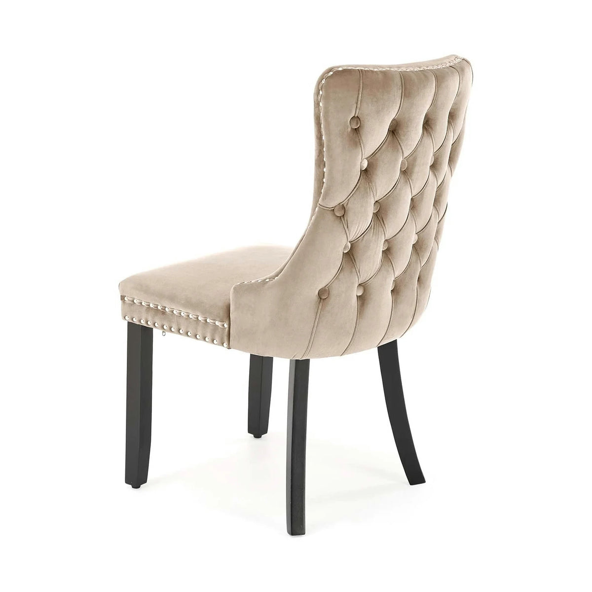 Scaun lemn masiv tapitat ALDA, bej/negru, stofa catifelata/lemn, 50x62x95 cm