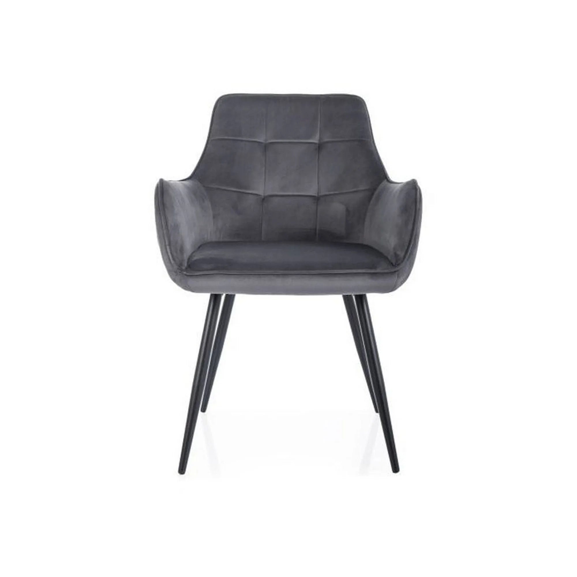 Scaun LEMON, gri/negru, stofa catifelata/metal, 57x47x85 cm