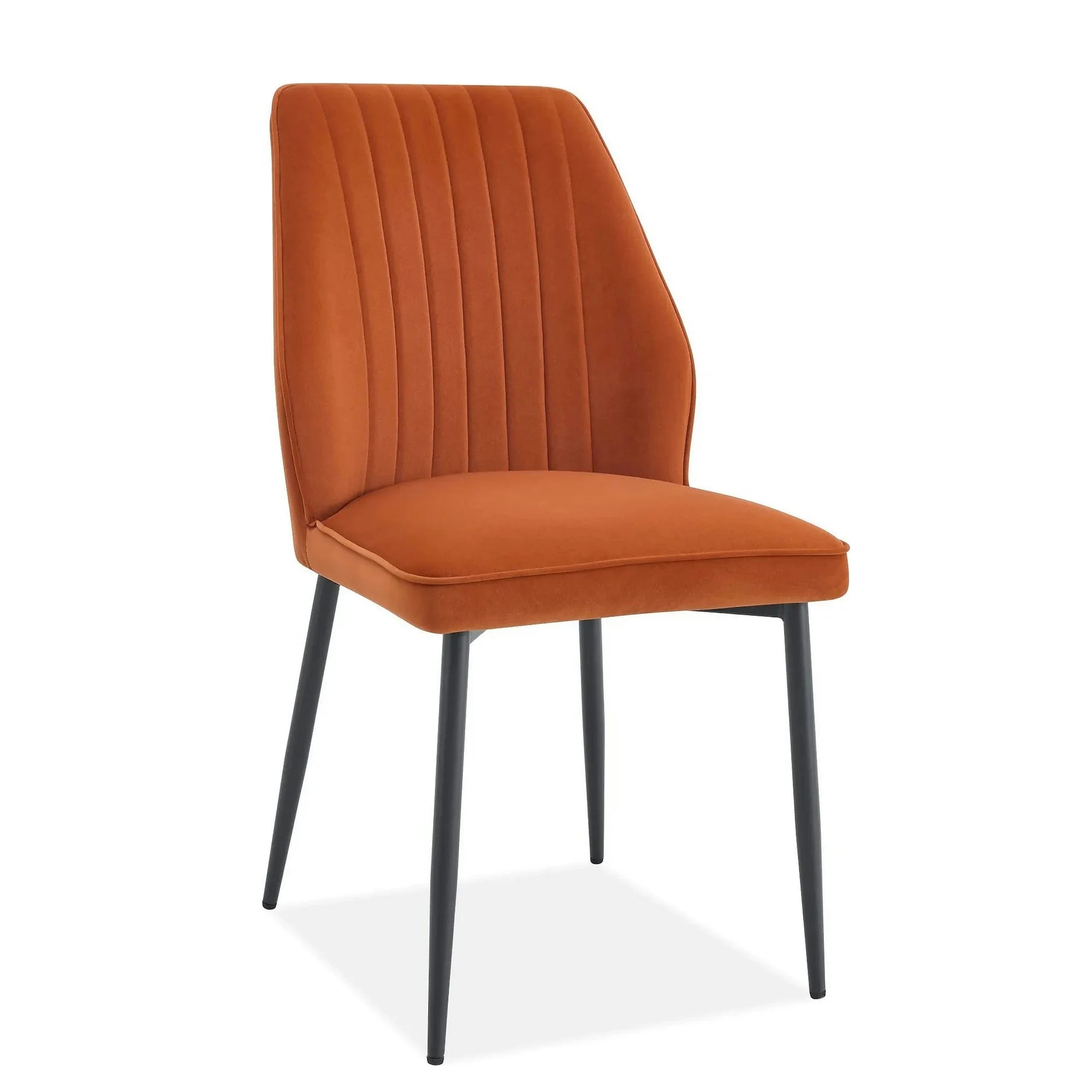 Scaun LEX, caramiziu/negru, stofa catifelata/metal, 47x60x89 cm