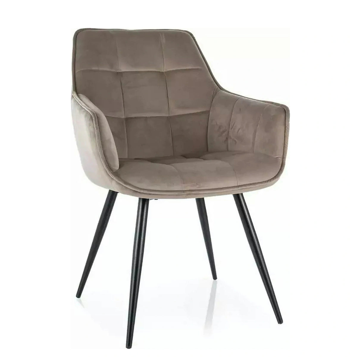 Scaun LILIA, bej inchis/negru, stofa catifelata/metal, 59x45x90 cm
